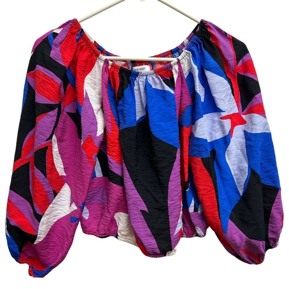 Nine West Multicolor Abstract Blouse